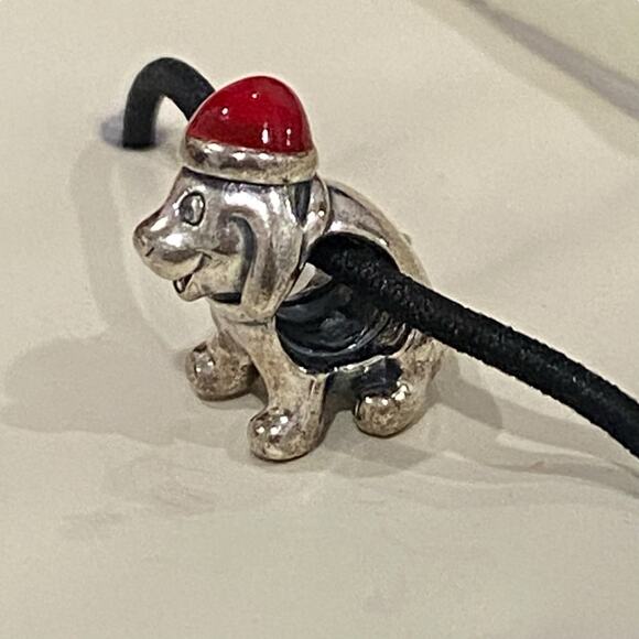 Retired Pandora Sterling Silver Red Enamel Christmas Puppy Dog Charm - Picture 5 of 13
